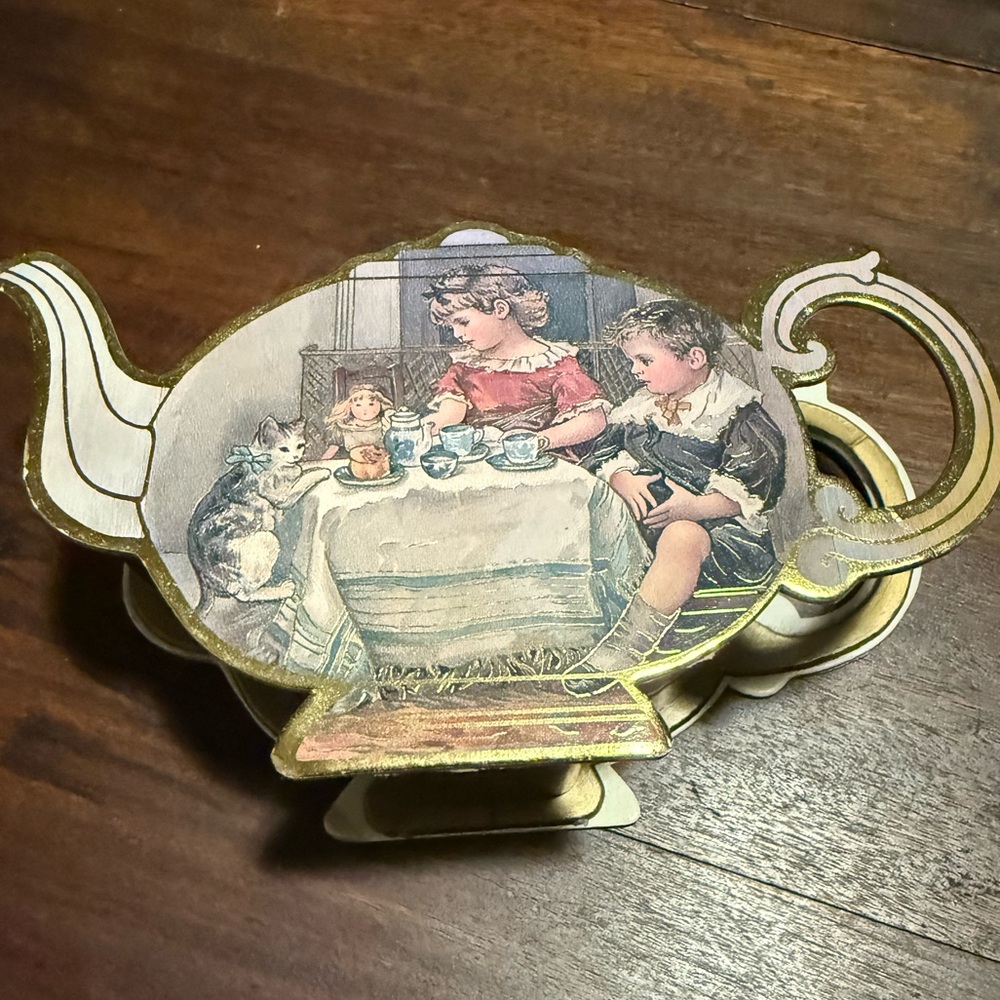 Vintage Style Teapot box with tiny teaser surprise inside